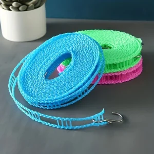Clothesline Nylon Clothes Drying Rope Windproof Clothes Line Portable Travel Clothesline Adjustable Laundry Line Hanger Rope for Indoor Outdoor Camping Travel & Home Use,Random Color