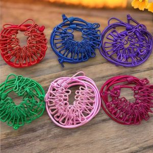 Portable Clothing Clothesline with 12 Clips Retractable Laundry Dryer Clothes Rope Drying Rack Cloth Hanging Line For Outdoor