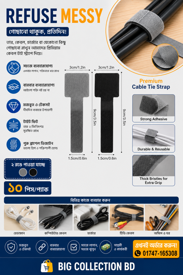 Reusable Cable Management Velcro Strap